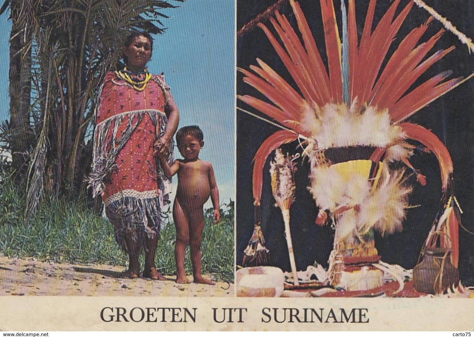 Amérique - Suriname - Groeten Uit Suriname - Parure Chef - Plumes - Amer-Indian Dress And Head-attire - Suriname