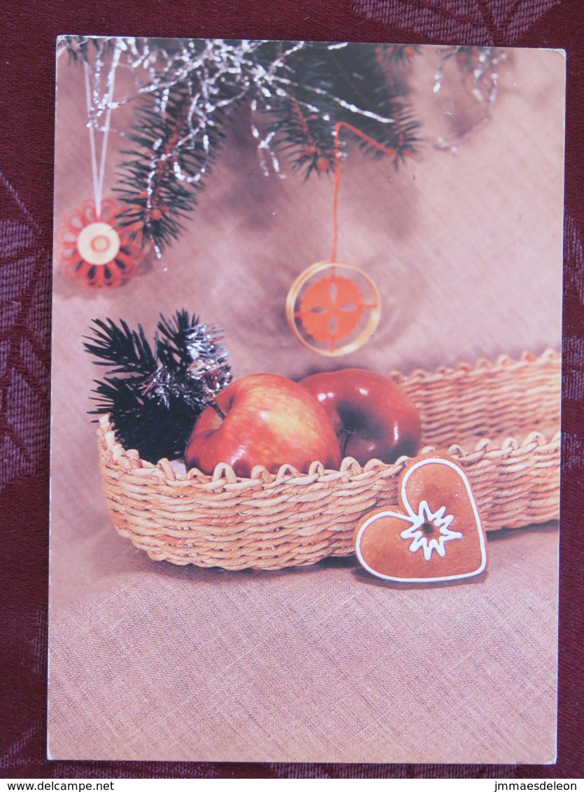 Czechoslovakia 1992 Postcard "greetings Apples" Prague To Prague - Flowers - Covers & Documents