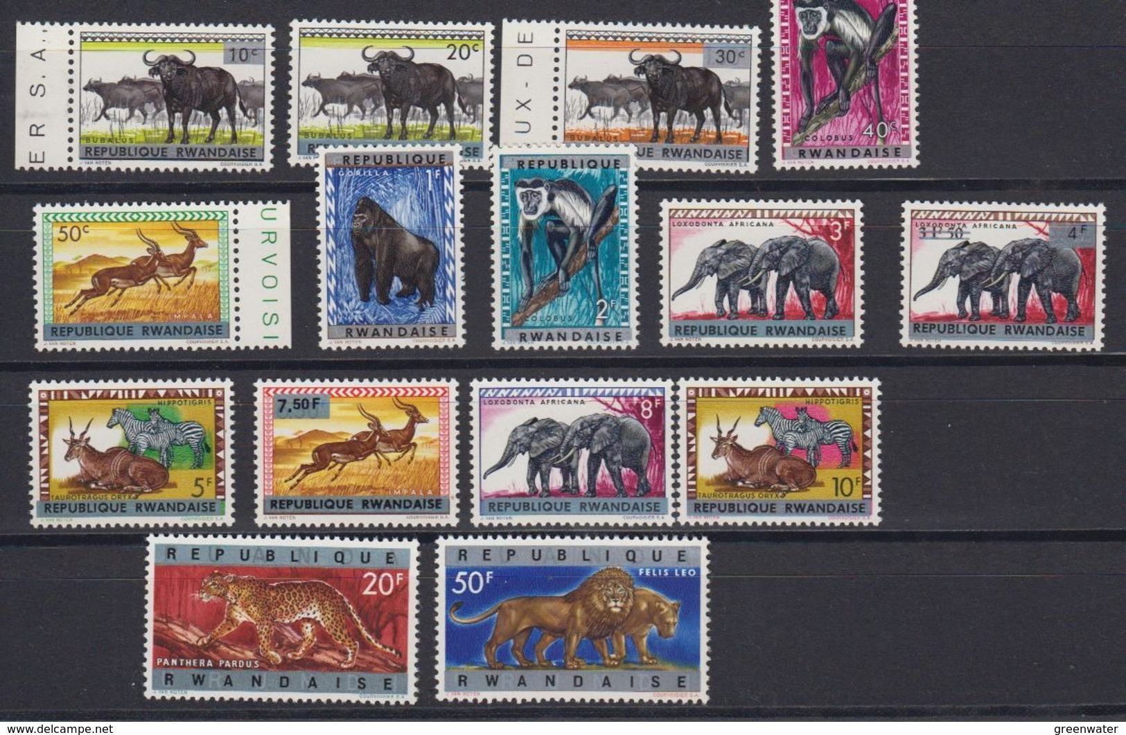 Rwanda 1964 Dieren Opdruk / Animals Ovptd 15v ** Mnh (44796) - Ongebruikt