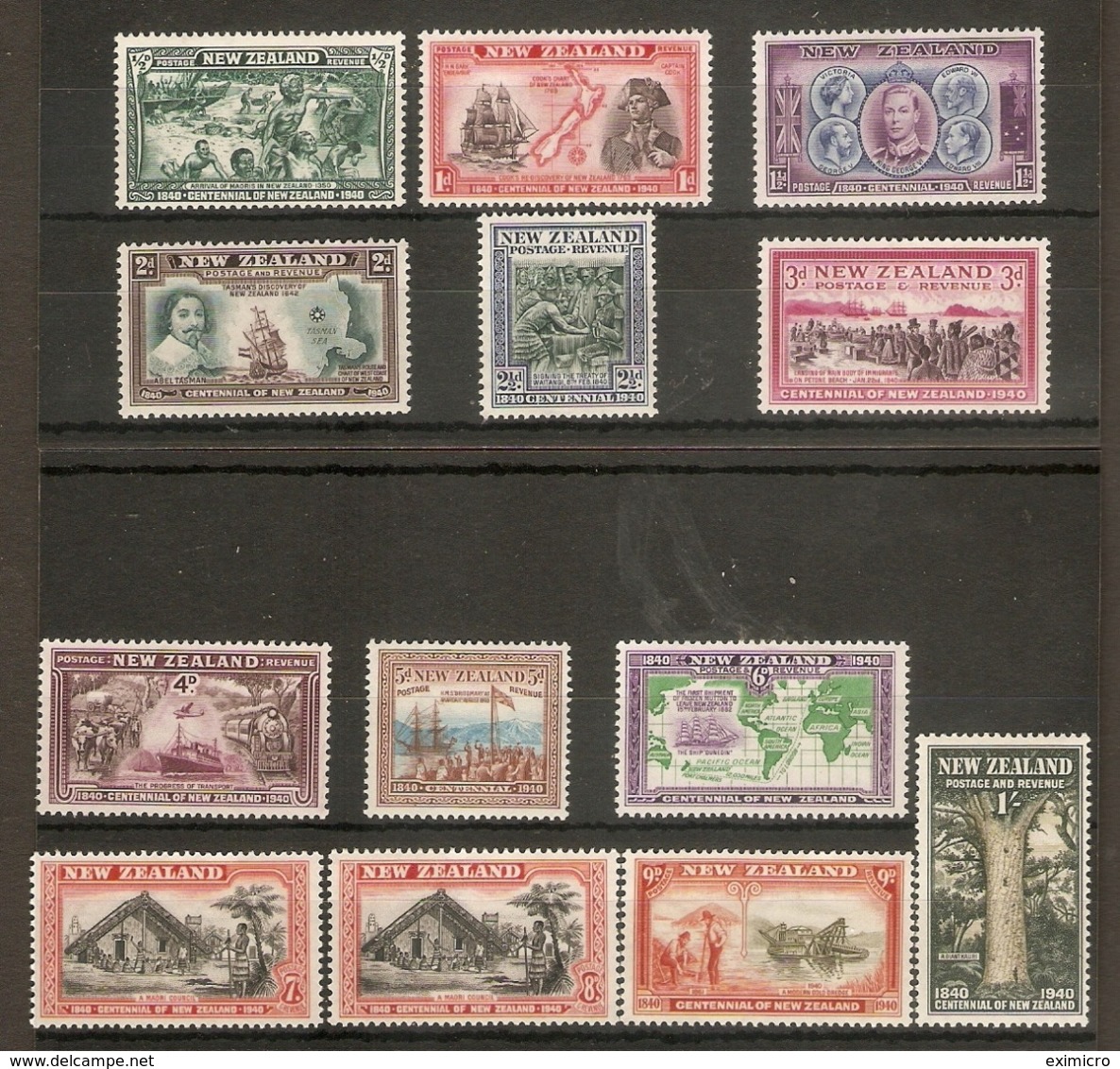 NEW ZEALAND 1940 CENTENARY SET SG 613/625 LIGHTLY MOUNTED MINT Cat £70 - Neufs