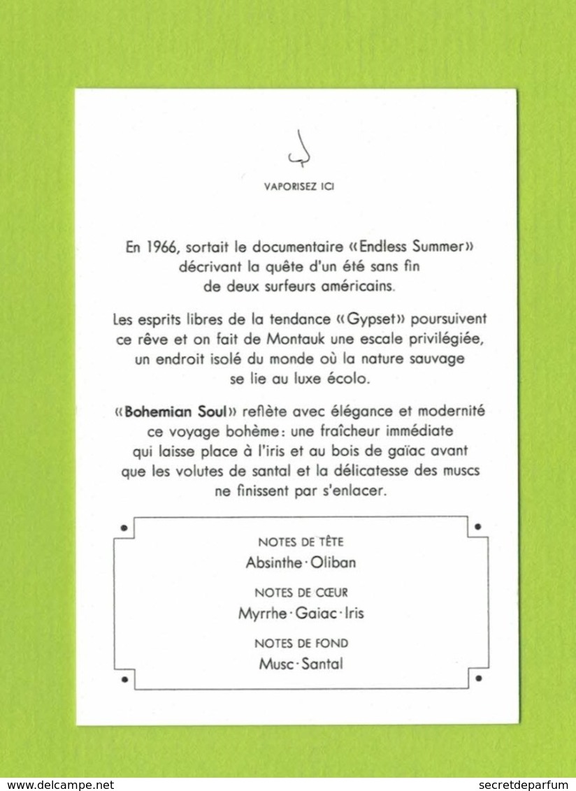 Cartes Parfumées  CARTE  BOHEMIAN SOUL  De UNE NUIT NOMADE RECTO VERSO - Modernes (à Partir De 1961)