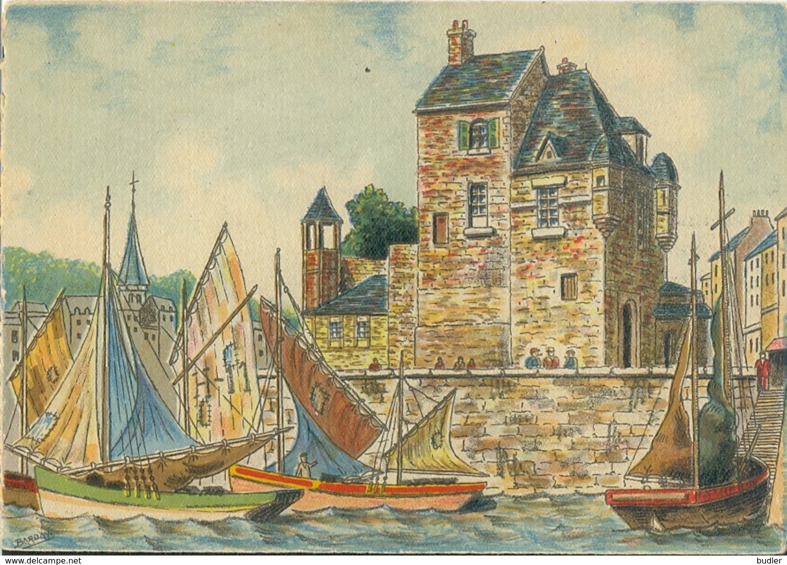 Aquarelle De BARDAY ## HONFLEUR : La Lieutenance ## - CPM Neuve (150 X105). - Honfleur