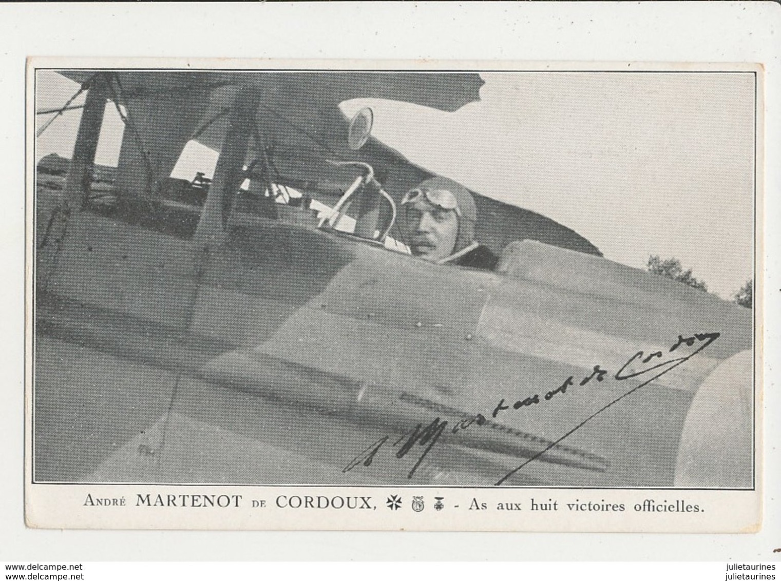 ANDRE MARTENOT DE CORDOUX AS AUX HUIT VICTOIRE OFFICIELLES CPA BON ETAT - Airmen, Fliers