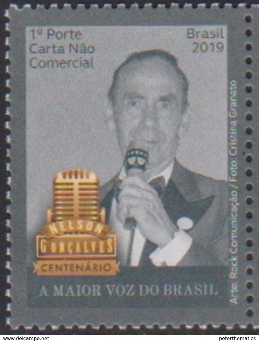 BRAZIL , 2019, MNH, MUSIC, SINGERS, THE GREATEST VOICE OF BRAZIL, NELSON GONCALVES, 1v - Music