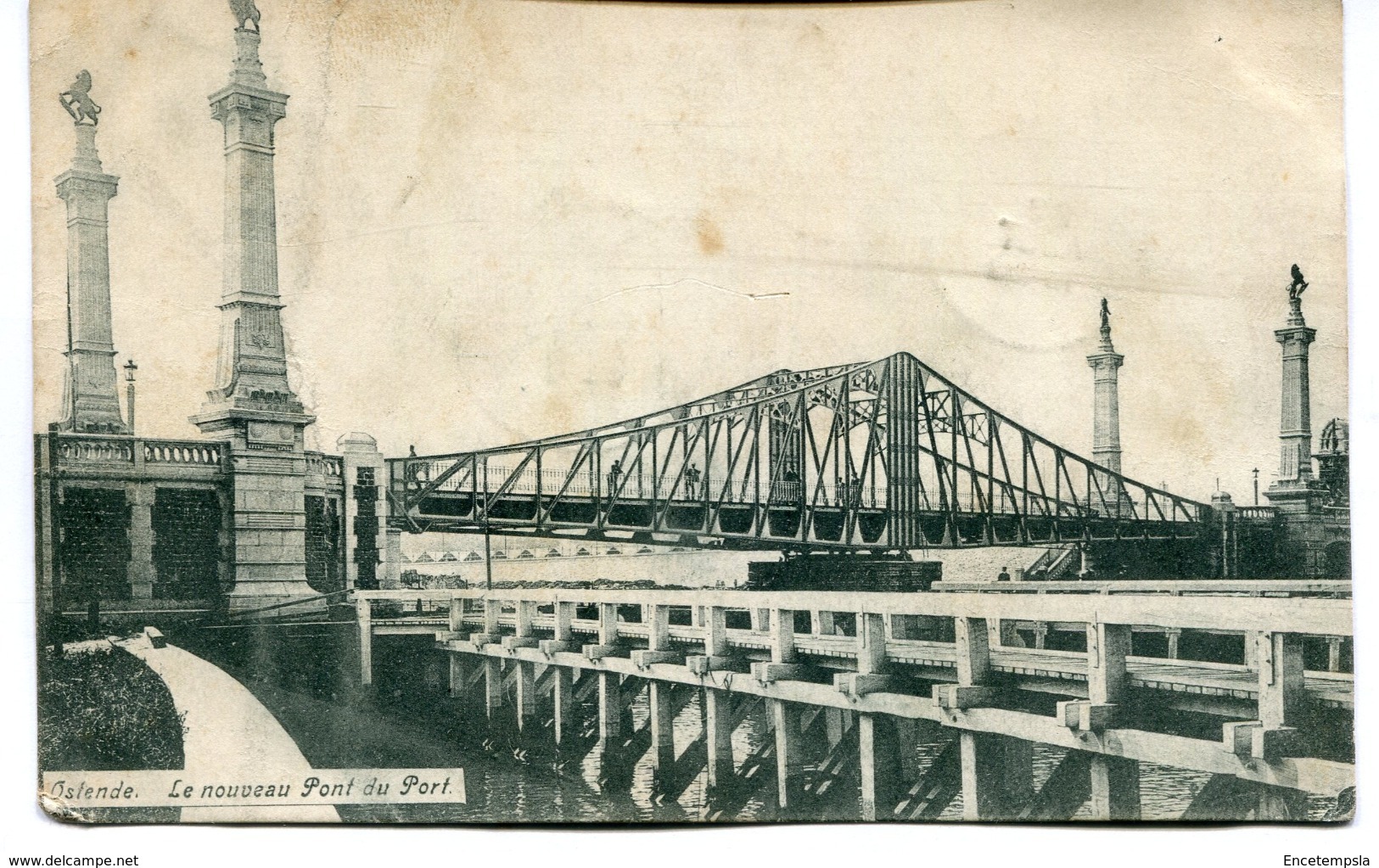 CPA - Carte Postale - Belgique - Ostende - Le Nouveau Pont Du Port - 1908 (I10027) - Oostende