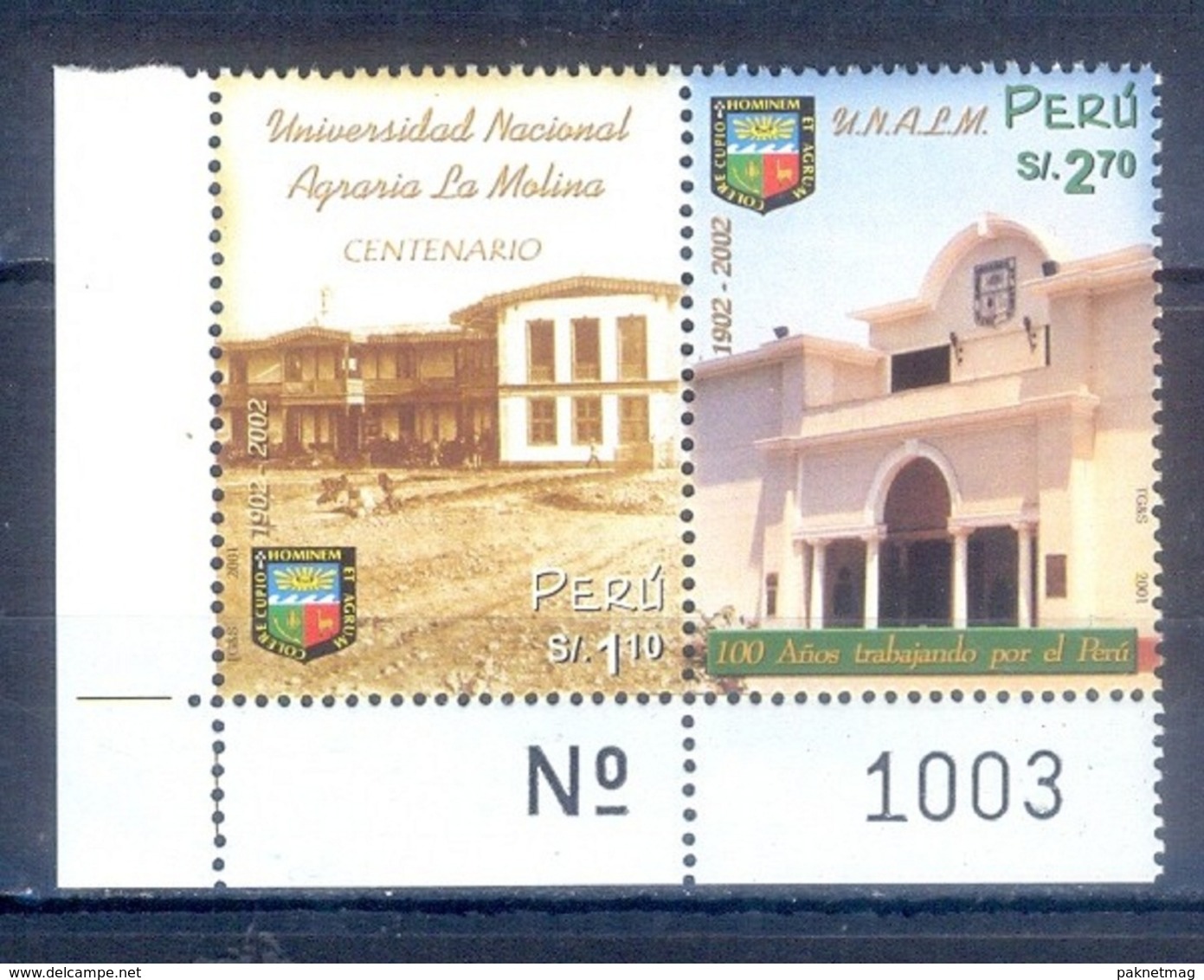 J180- Peru 2002 Centenary Of The Agrarian University La Molina. Agriculture University. - Peru