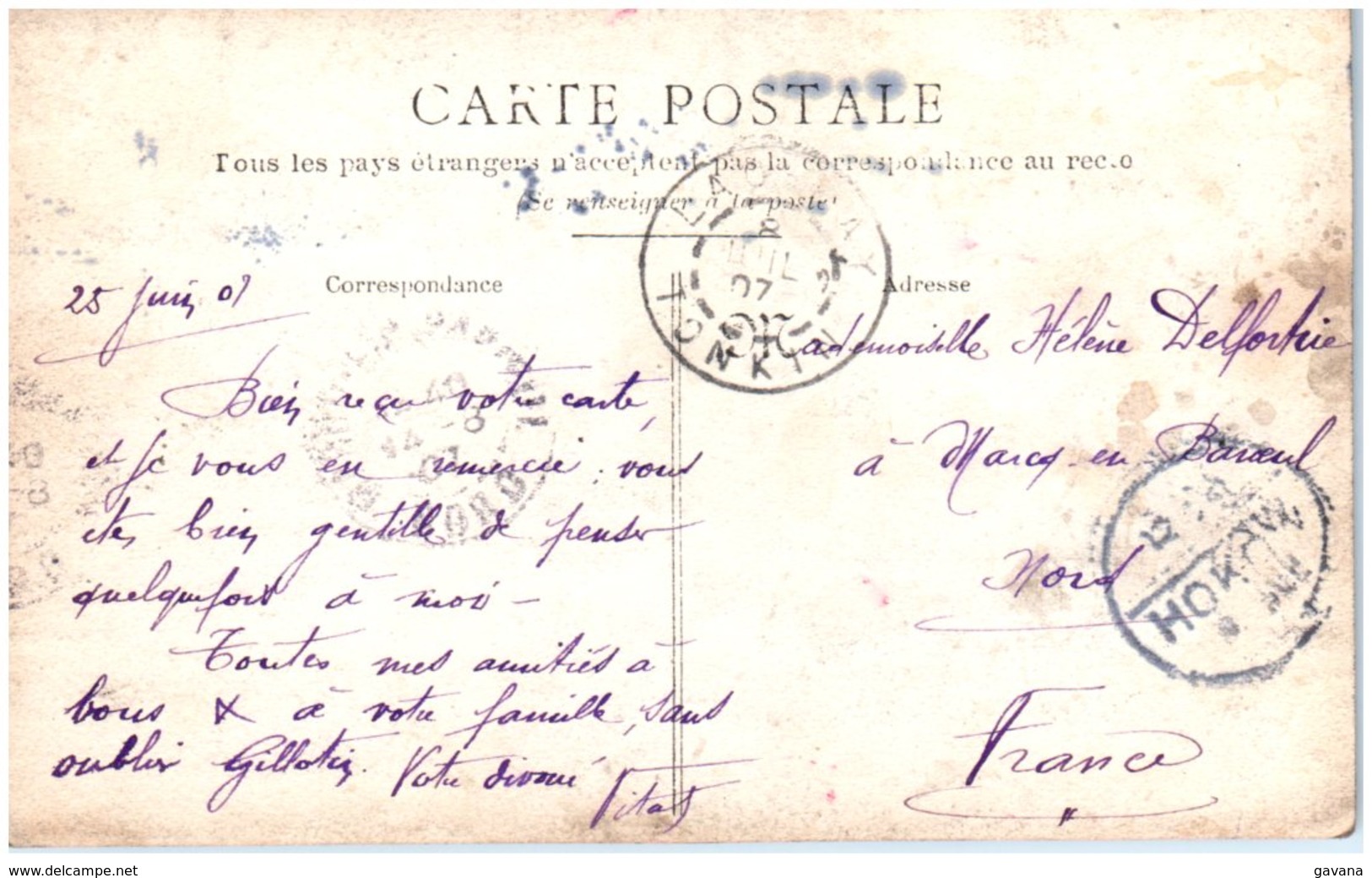 Carte De MENGTSZ Pour La France 1908 - Sur Le Fleuve Rouge Yunnan - Carte-photo - Briefe U. Dokumente