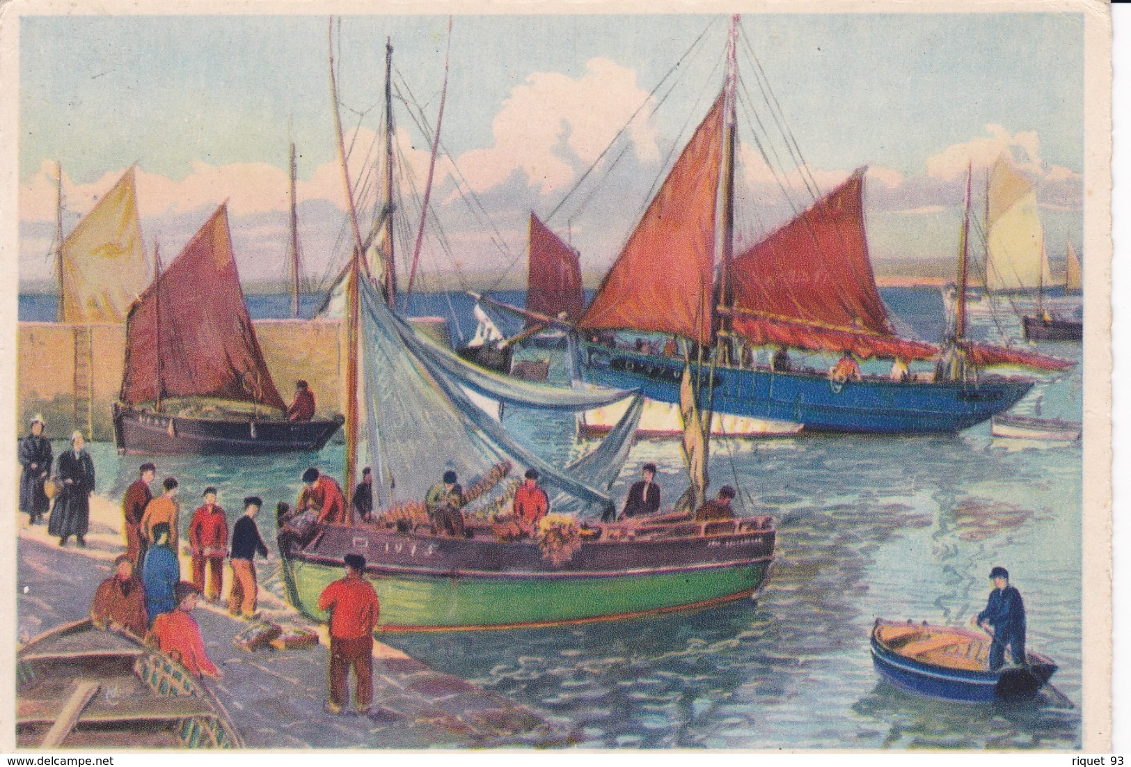 Bateaux De Pêche Rentrant Au Port.(signature Vc) - Malerei & Gemälde