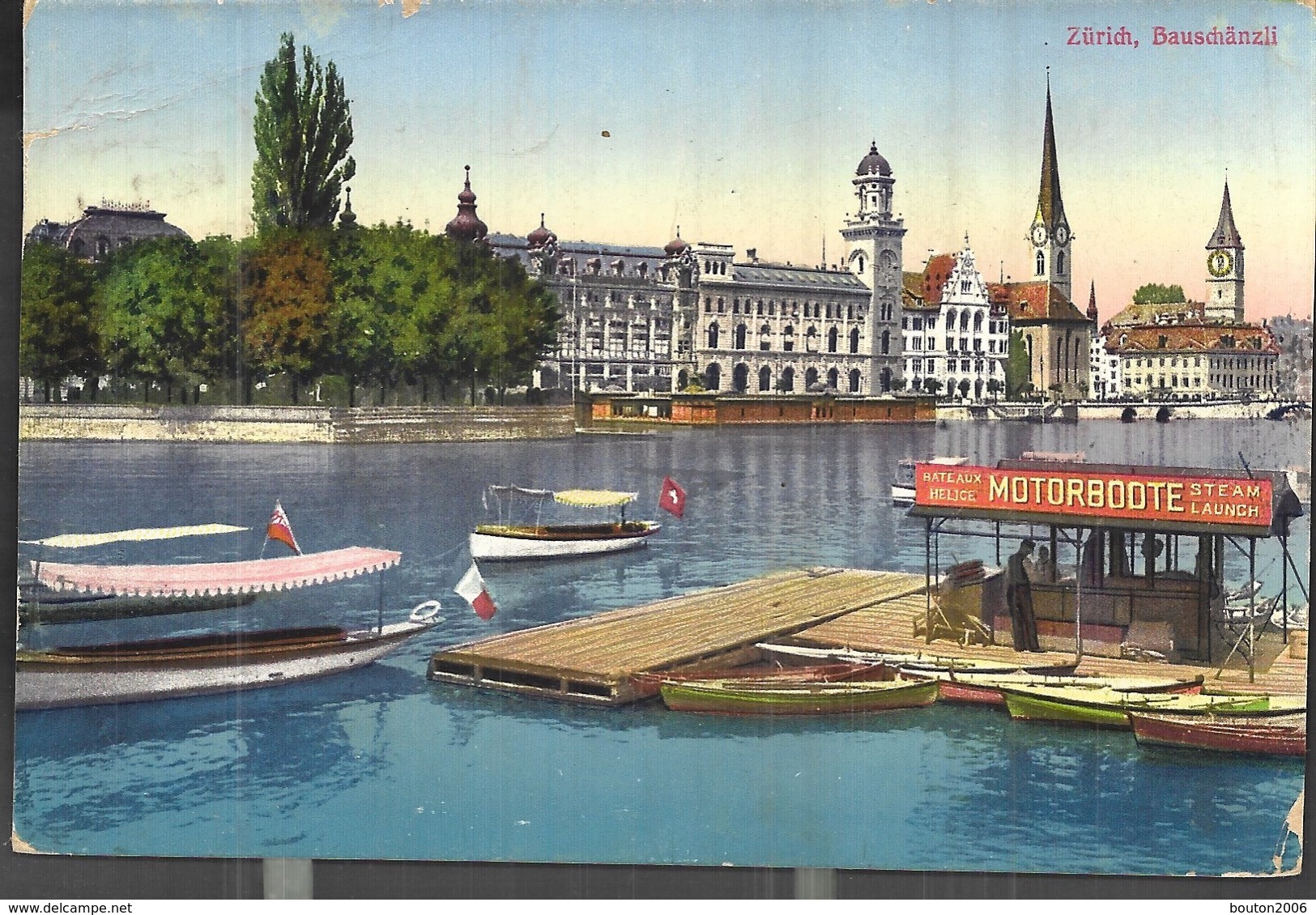 Zurich Bauschänzil Motorboote Steam Launch 1912 - Zürich