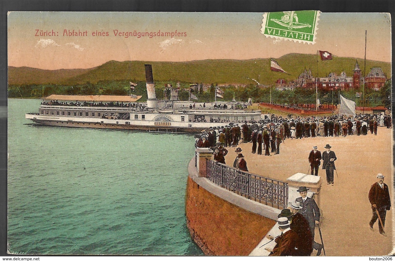 Zurich Abfahrt Eines Vergnügungsdampfers 1910 Schiff Boot Bateaux - Zürich