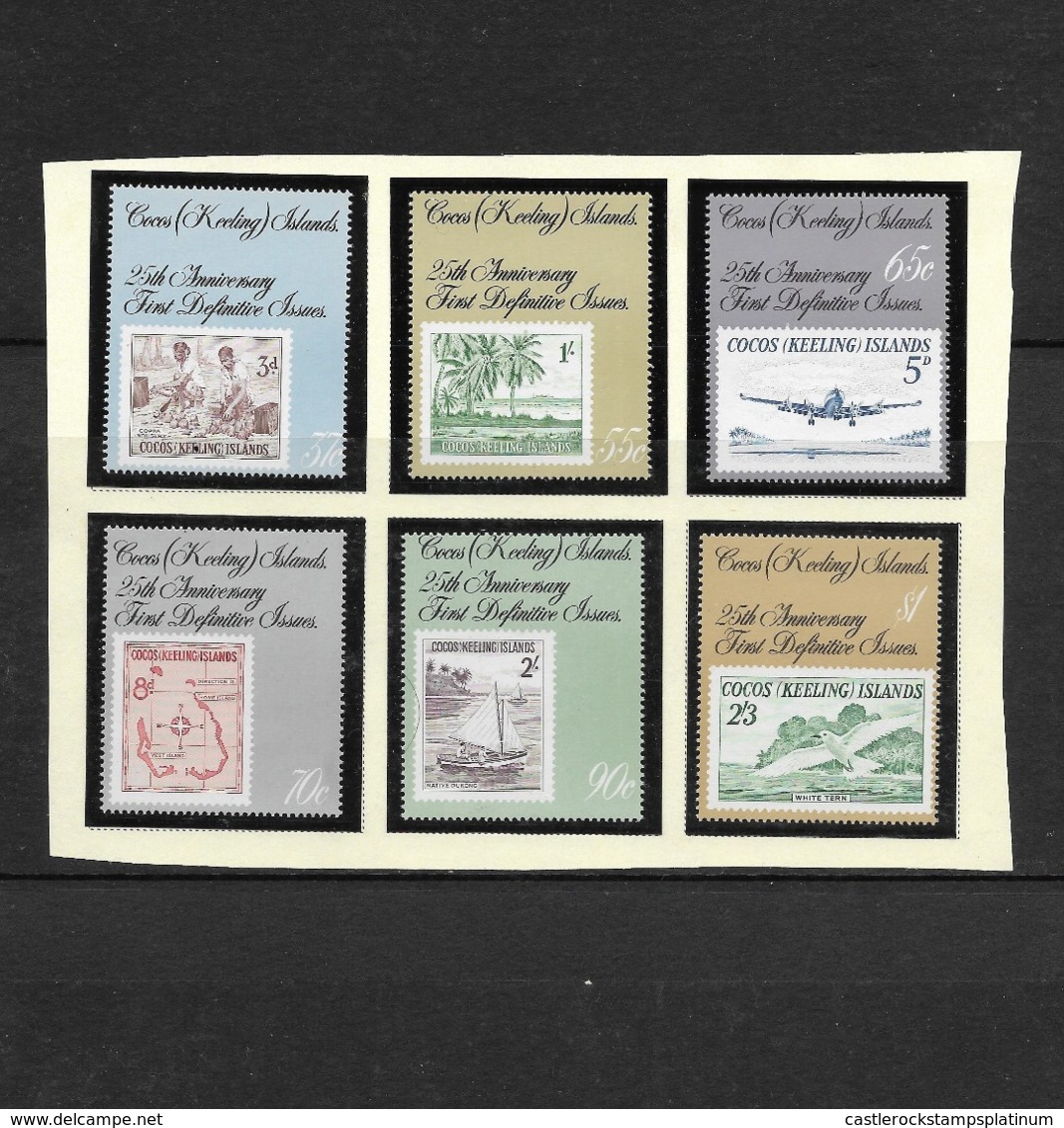 O) 1963 COCOS ISLANDS - KEELING, MAP, COCO PALMS, SAILBOAT, FAIRY TERN -SET HINGED. SC 1-6, MNH - Cocos (Keeling) Islands