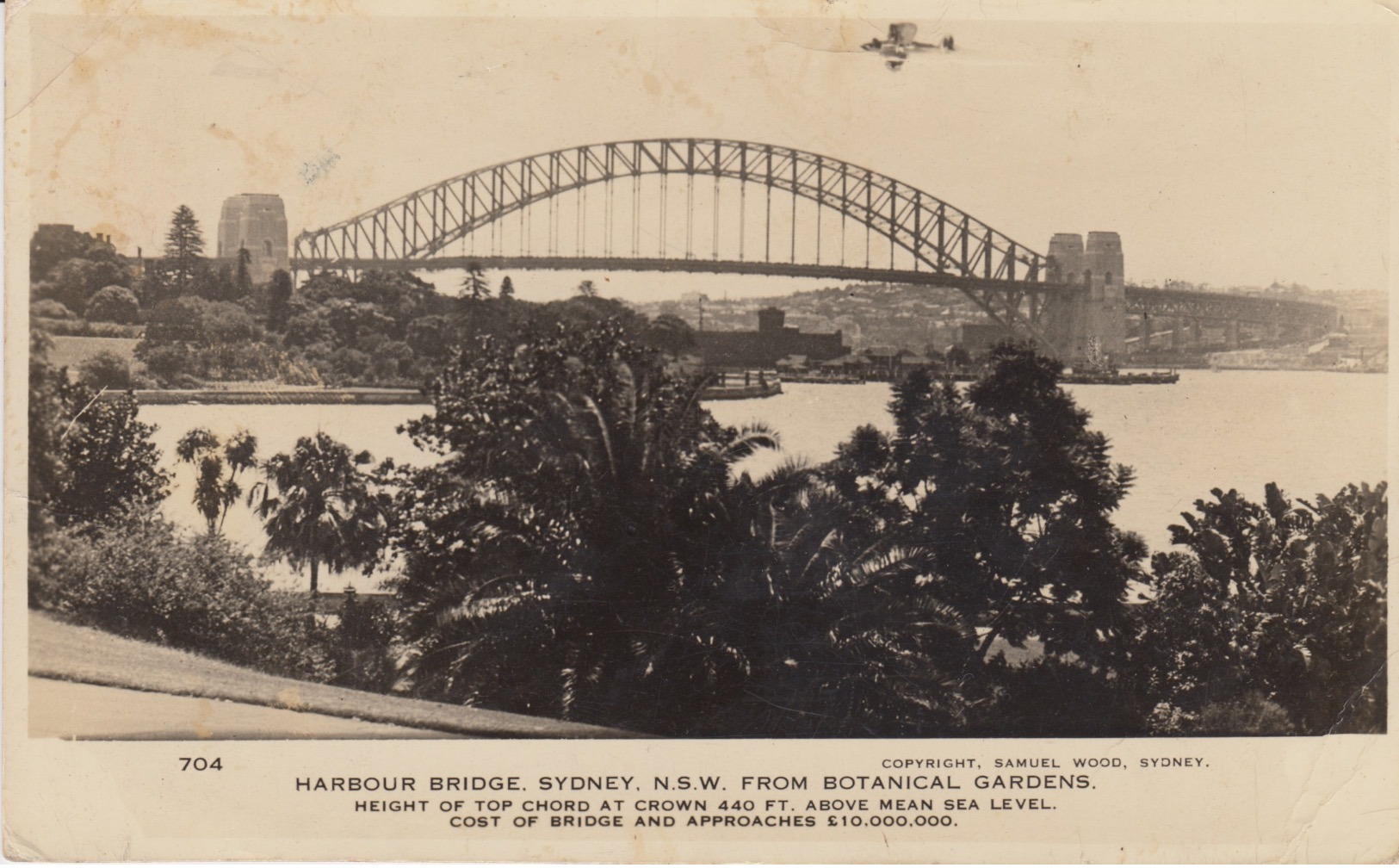 HARBOUR BRIDGE - SYDNEY - N.S.W. FROM BOTANICAL GARDENS - VIAGGIATA 1937 - Sydney