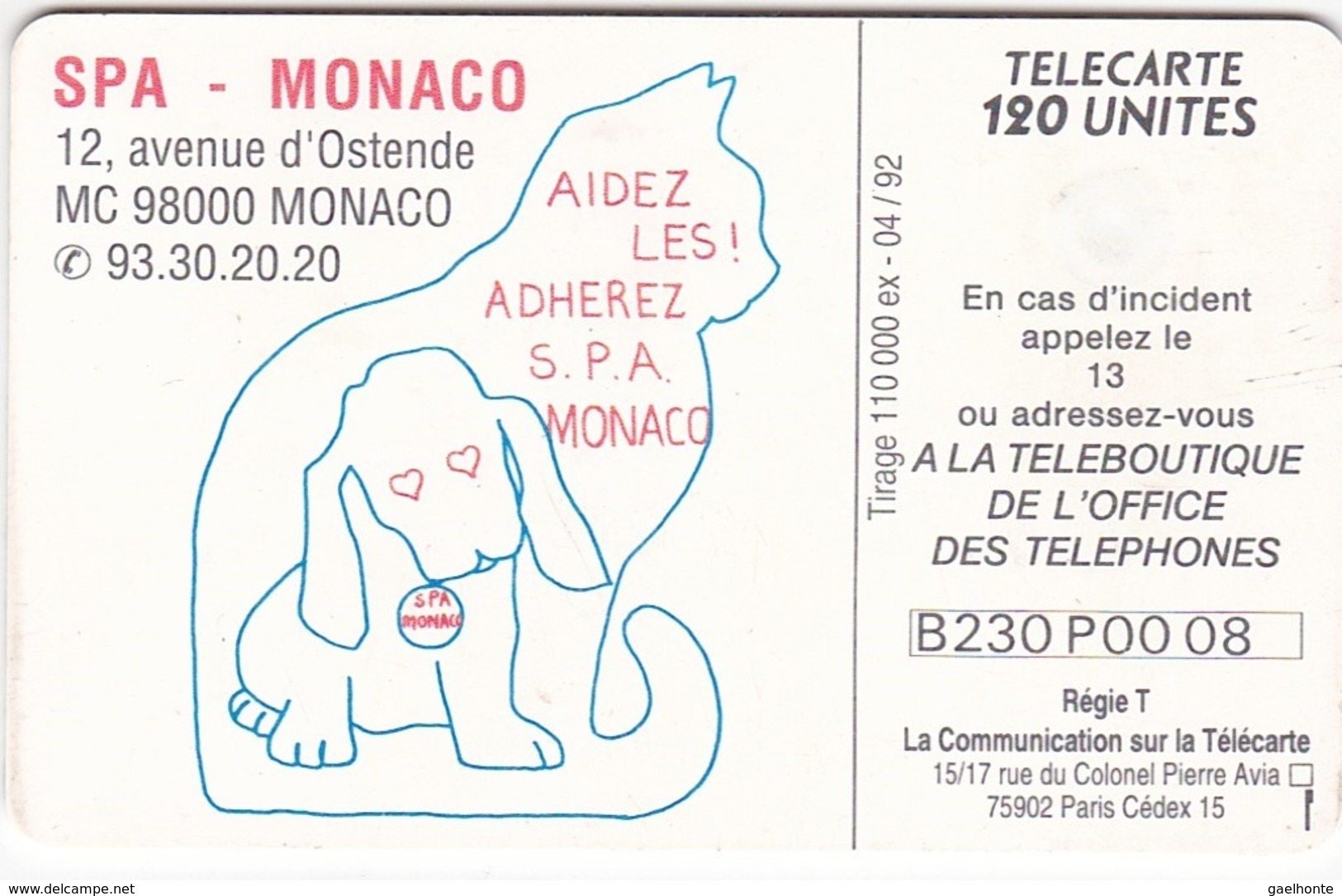 TC085 TÉLÉCARTE A PUCE - MONACO 120 UNITÉS - SPA PRINCIPAUTÉ DE MONACO - Monace