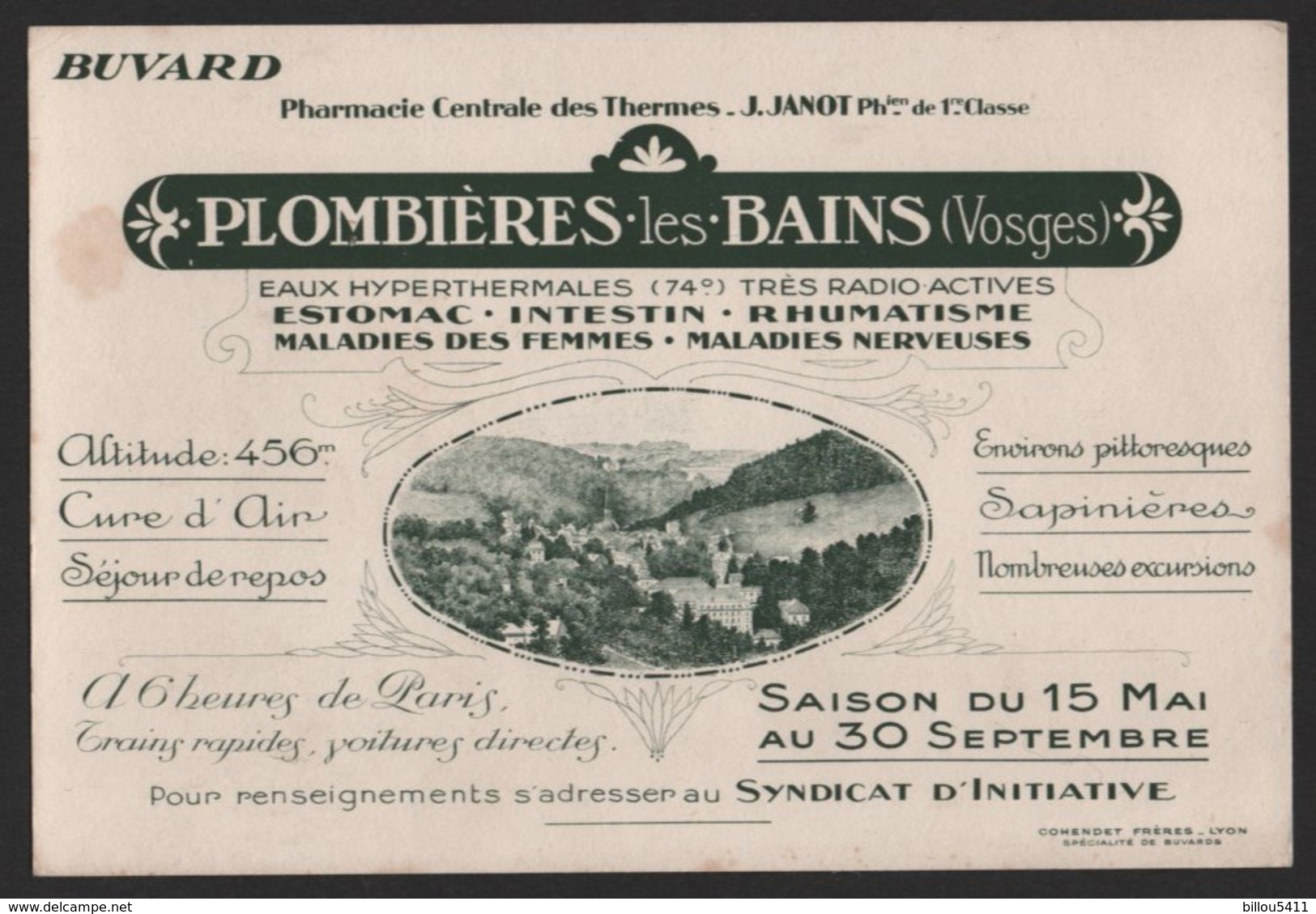 Buvard PLOMBIERES-LES-BAINS ( Vosges )Thermalisme à 6 Heure De Paris - P