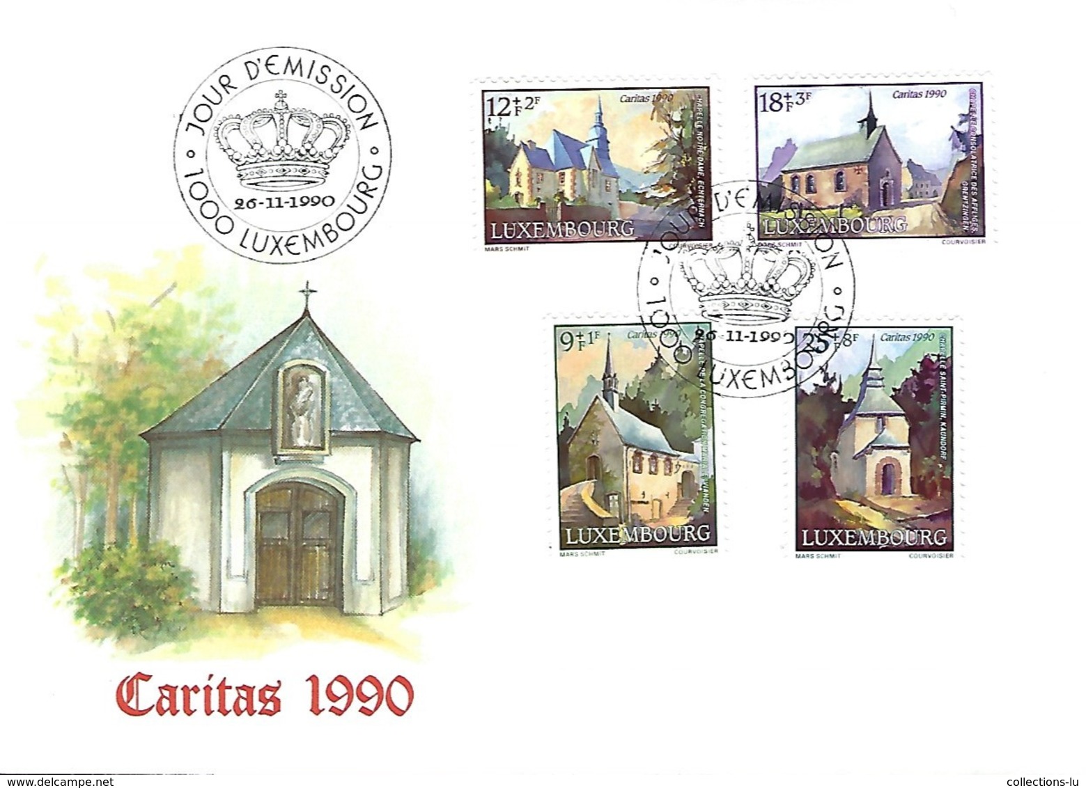 LUXEMBOURG  -  FDC   26.11.1990   Timbres Caritas  1990 - FDC