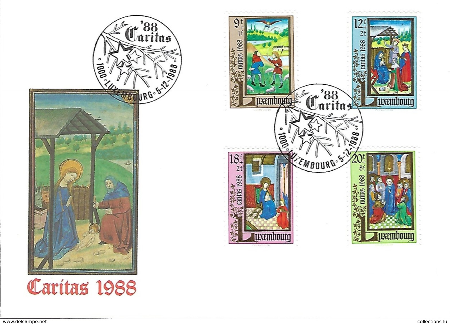 LUXEMBOURG  -  FDC   5.12.1988  Timbres Caritas - FDC