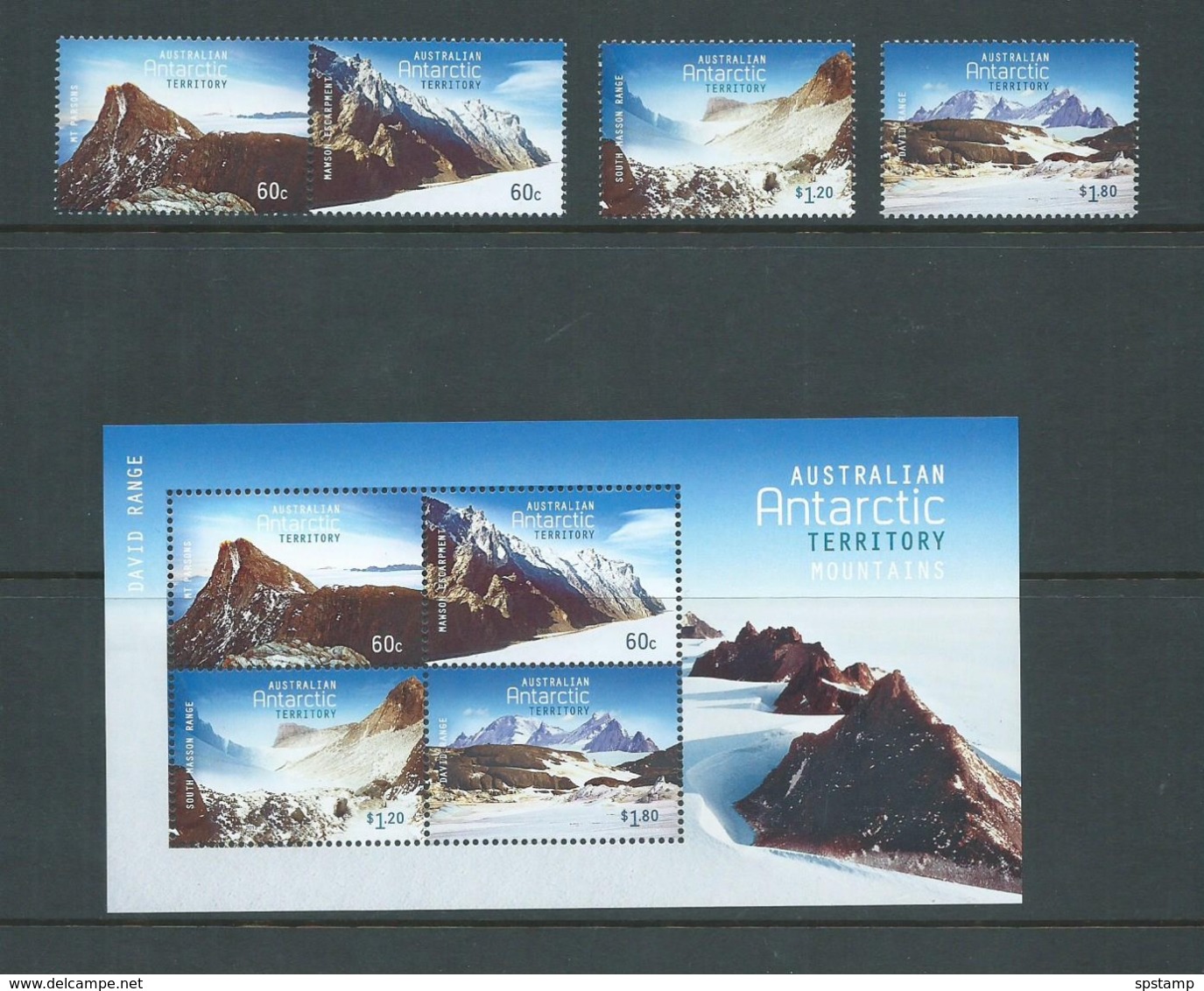 Australian Antarctic Territory 2013 Mountains Set Of 4 & Miniature Sheet MNH - Unused Stamps