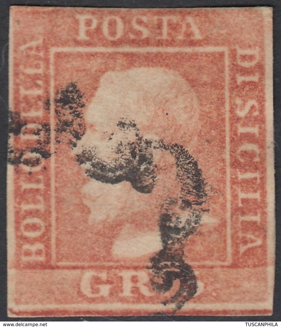 Sicilia, 5 Gr. I Tav Vermiglio Chiaro N.10 Usato Maggio 1860 A Messina Cv 5000 - Sizilien