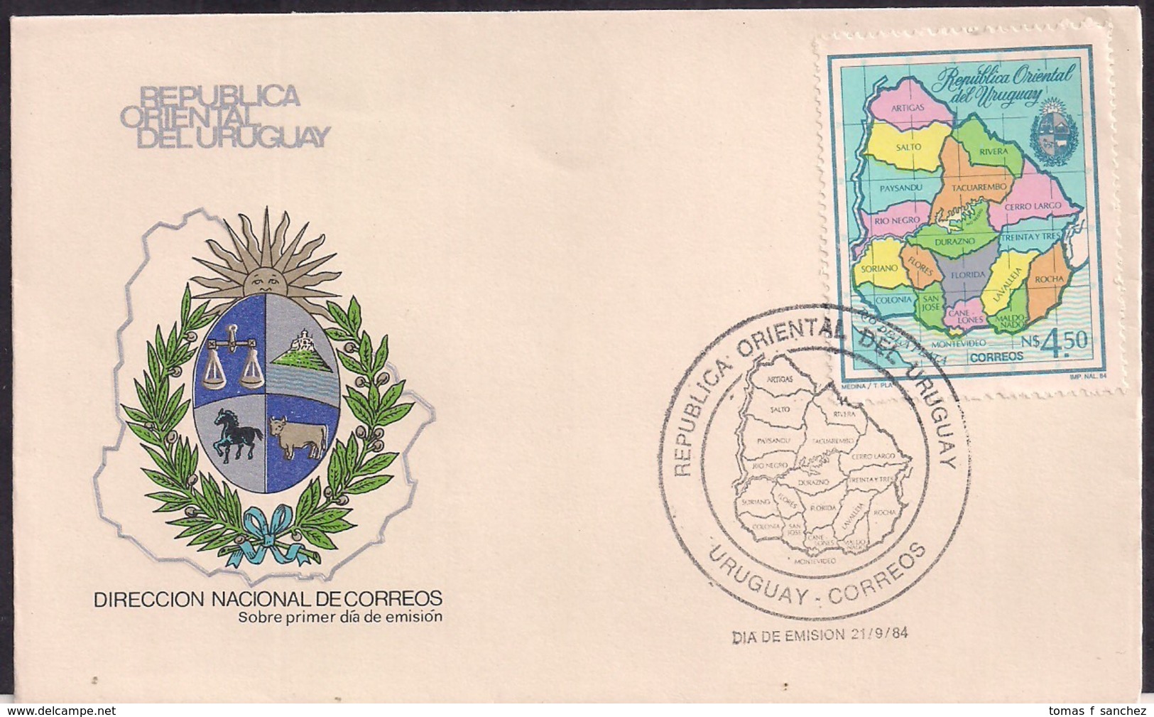 Uruguay - 1984 - FDC - Carte De La République Orientale De L'Uruguay - Uruguay