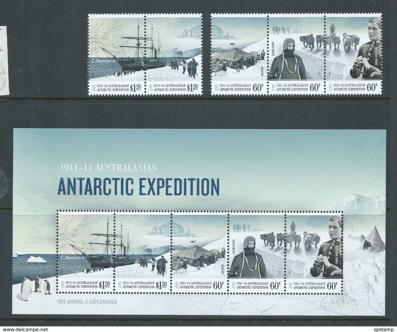 Australian Antarctic Territory 2012 Expedition Anniversary II Arrival & Exploration Set 5 & Miniature Sheet MNH - Unused Stamps