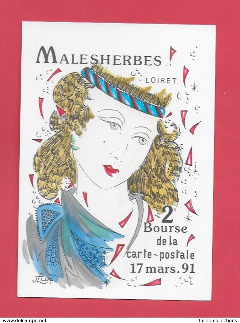 MALESHERBES 45.Bourse Carte Postale Du 17 Mars 1991. Illustrateur Jean Luc Perrigault. - Malesherbes