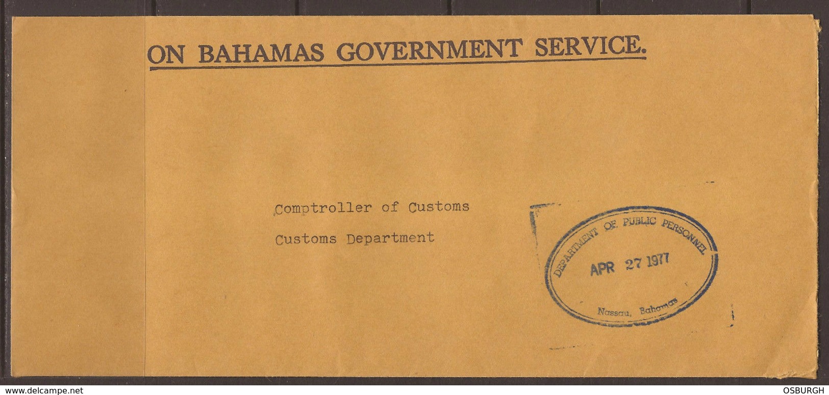 BAHAMAS. 1977. OFFICIAL COVER. PUBLIC PERSONNEL. ADDRESSED TO CUSTOMS - Bahamas (1973-...)