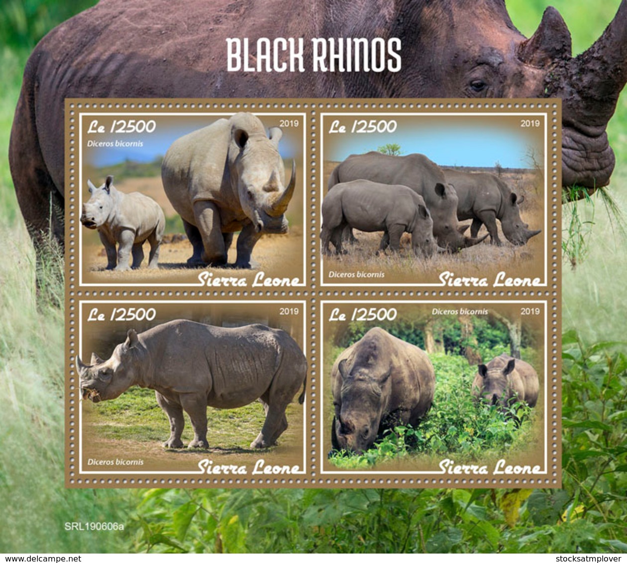 Sierra Leone 2019 Fauna  Black Rhinos S201908 - Sierra Leone (1961-...)