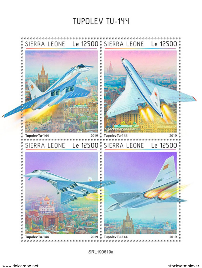 Sierra Leone 2019 Tupolev TU-144 .airplanes  S201908 - Sierra Leone (1961-...)