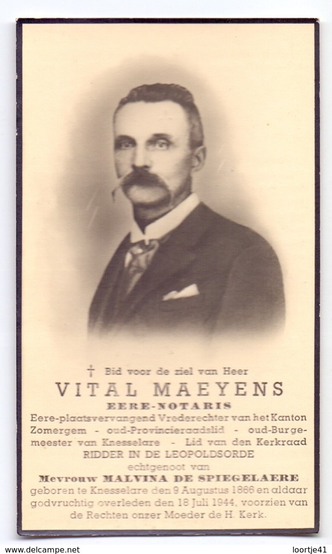 Devotie - Doodsprentje Overlijden - Oud Burgemeester Notaris Vital Maeyens - Knesselare 1866 - 1944 - Décès