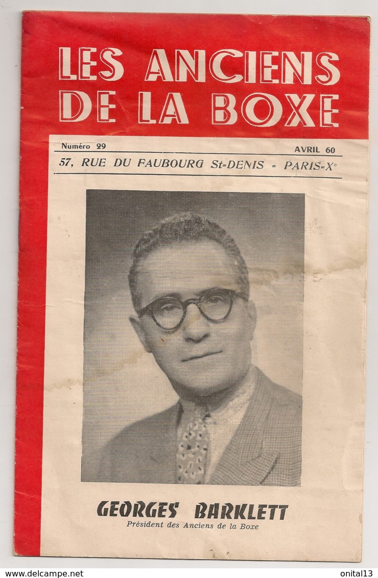 1960 REVUE DES ANCIENS DE LA BOXE / GEORGES BARKLETT  / BOXE BOXEUR E23 - Boeken