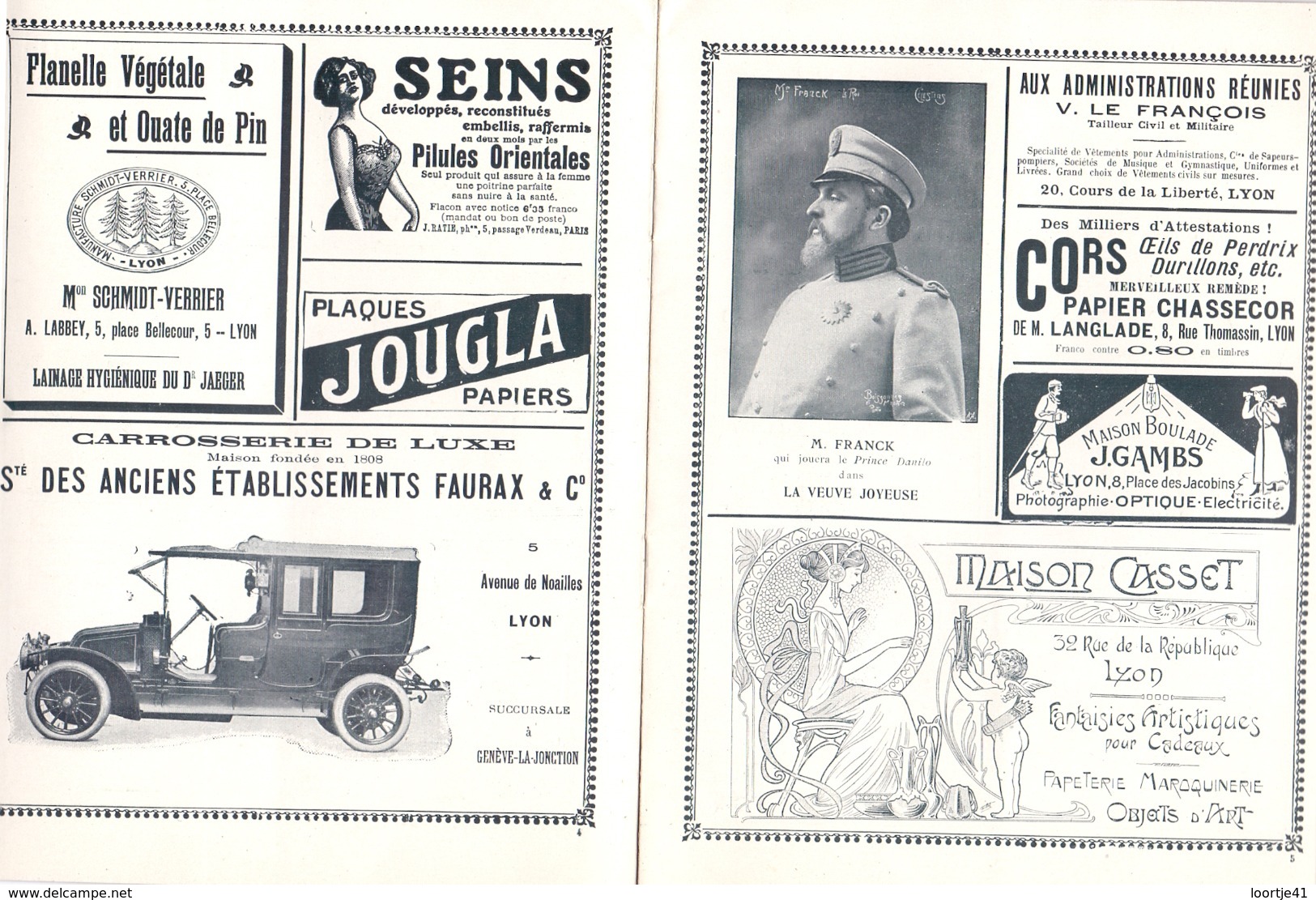 Programma Programme - Théatre Des Celestins - Saison 1909 - 1910 - Pub Reclame Voitures Autos - Programmes