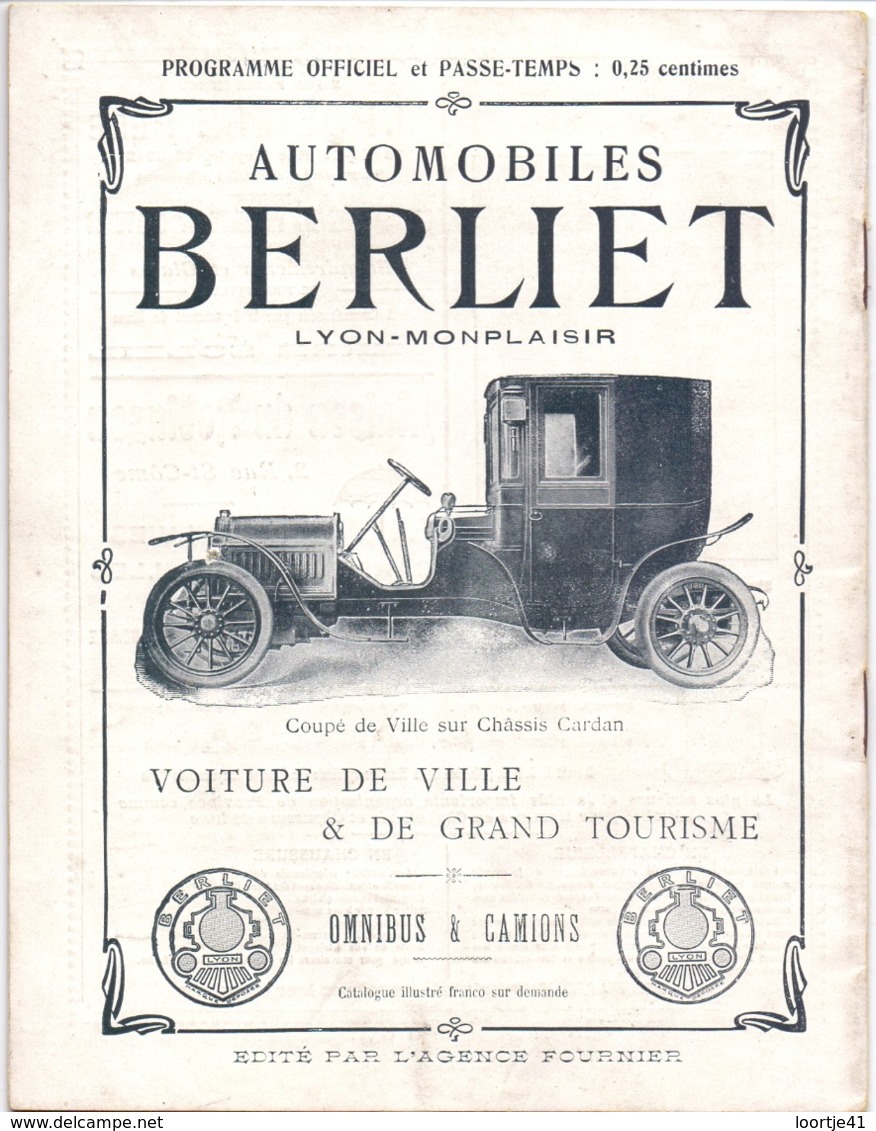 Programma Programme - Théatre Des Celestins - Saison 1909 - 1910 - Pub Reclame Voitures Autos - Programmes