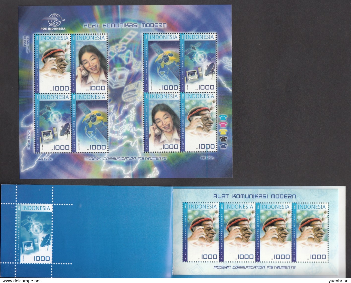 Indonesia 2002, Modern Communication Instruments, M/S + Booklet (printing Quantity = 300, Rare), MNH** - Indonesia