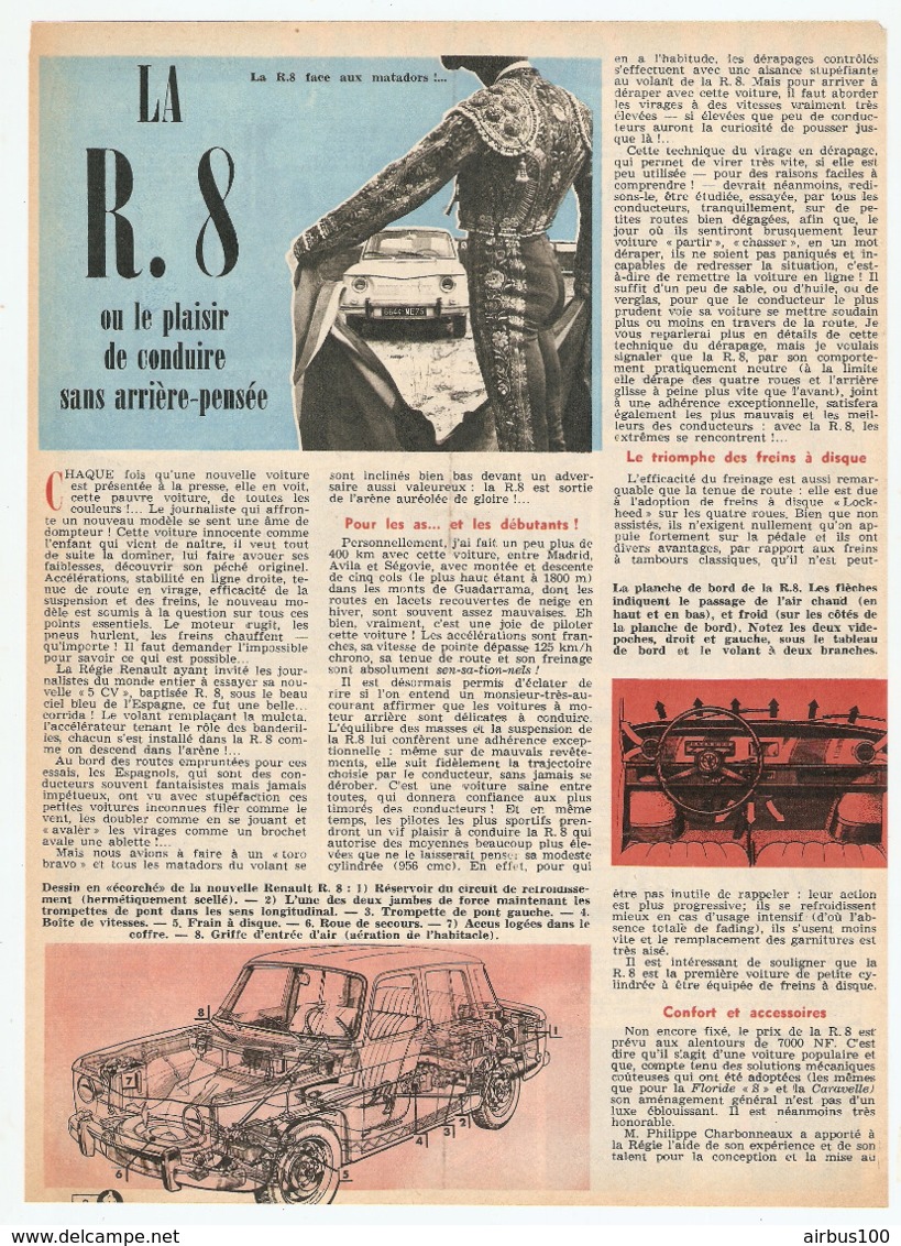 COUPURE De PRESSE 1962 - 2 PAGES - LA RENAULT 8 R8 R 8 OU LE PLAISIR De CONDUIRE SANS ARRIERE PENSÉE - Cars