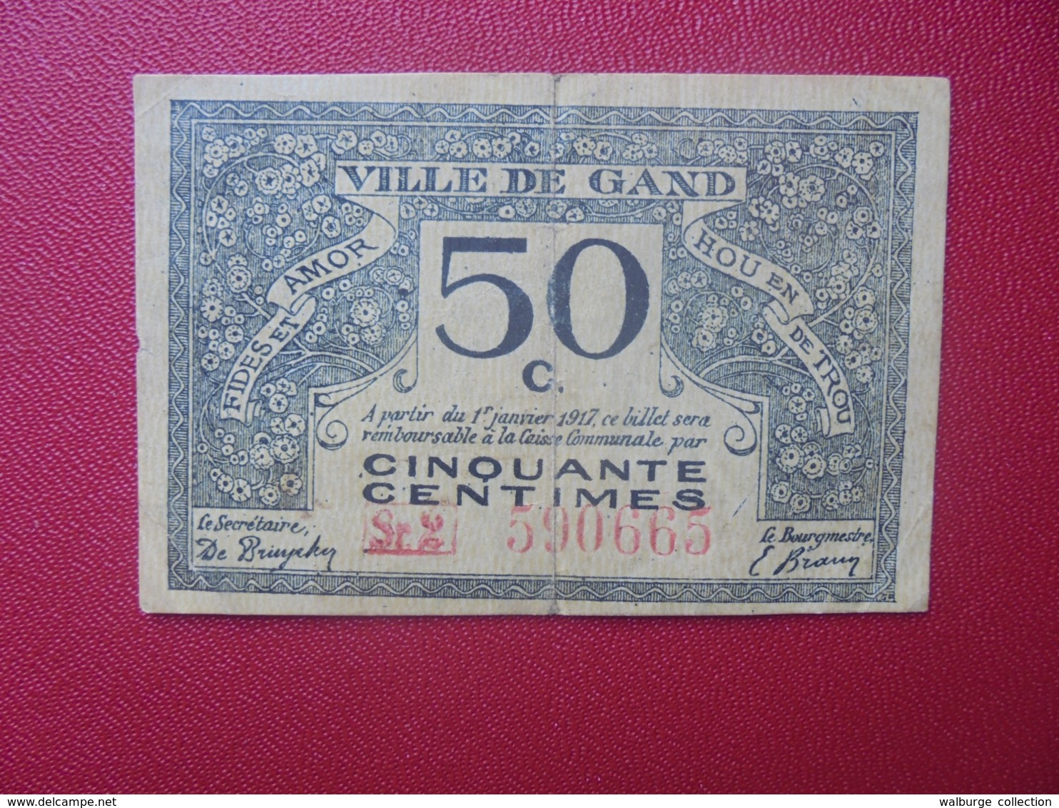GENT 50 CENTIMES 1917 CIRCULER (B.8) - Verzamelingen