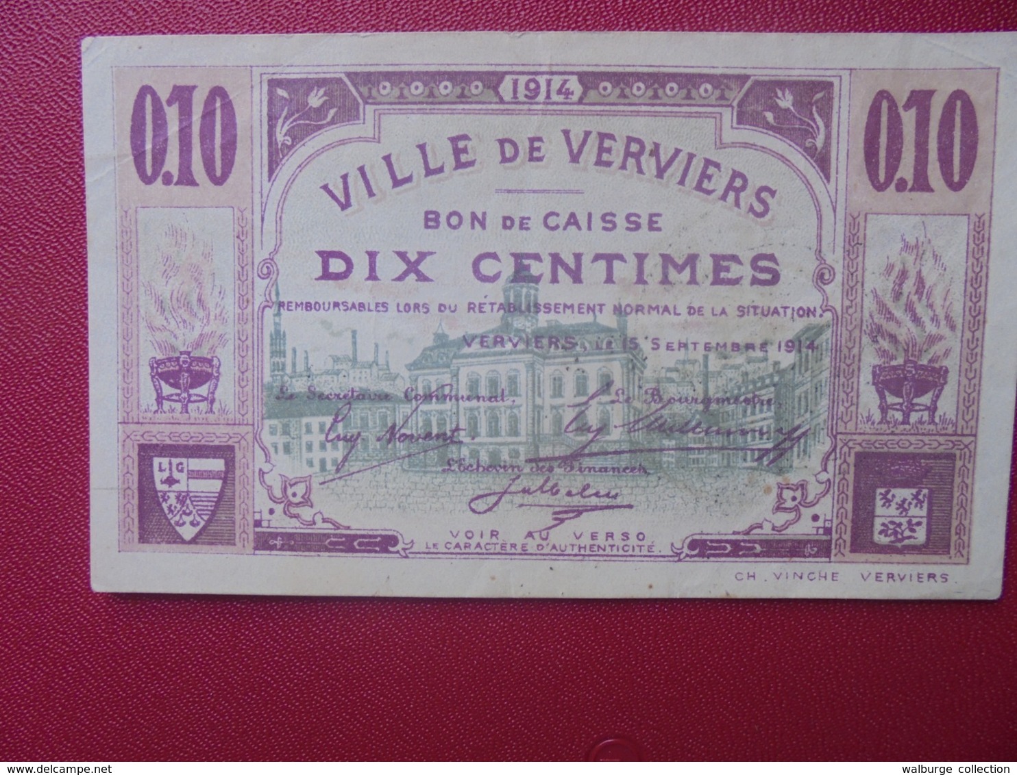 VERVIERS 10 CENTIMES 1914 CIRCULER (B.8) - Collections