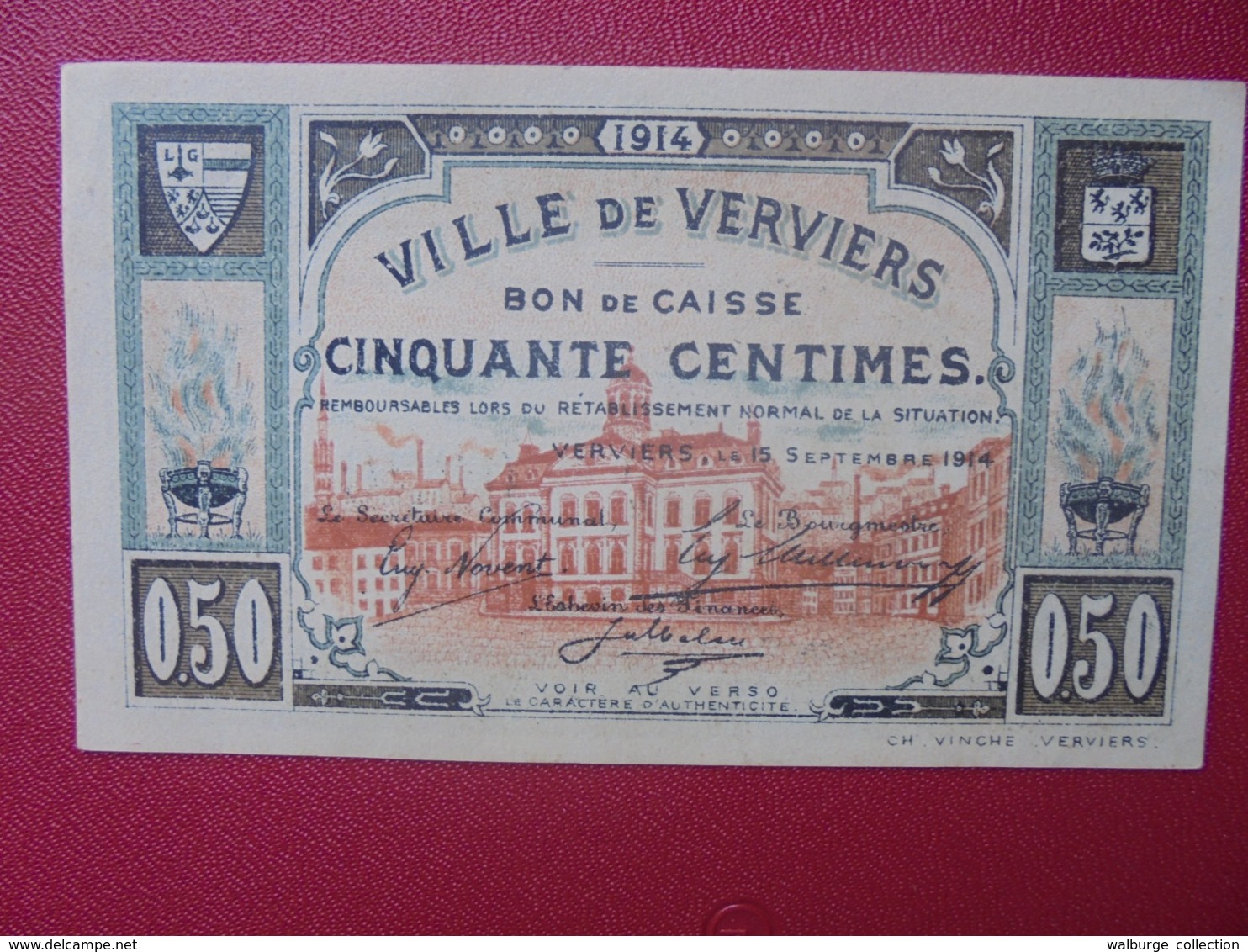 VERVIERS 50 CENTIMES 1914 CIRCULER (B.8) - Collezioni