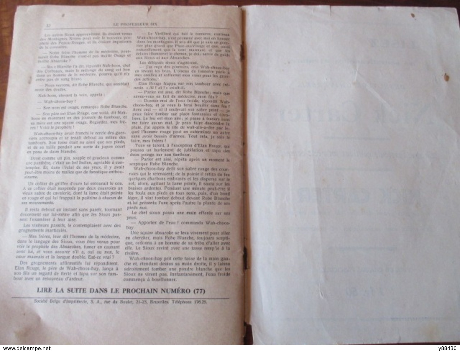 BUFFALO BILL . LA CHASSE AUX CHINOIS - Fascicule  N°76 de 1920 - Sté Belge "SOBELI" à Bruxelles - 34 pages - 18 photos