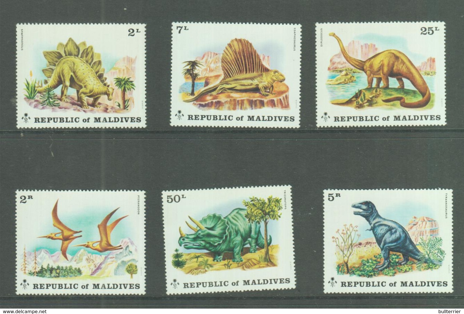 PREHISTORIC ANIMALS - MALDIVES -1972 -  DINOSAURS SET OF 6  MNH SG CAT £12 - Maldives (1965-...)