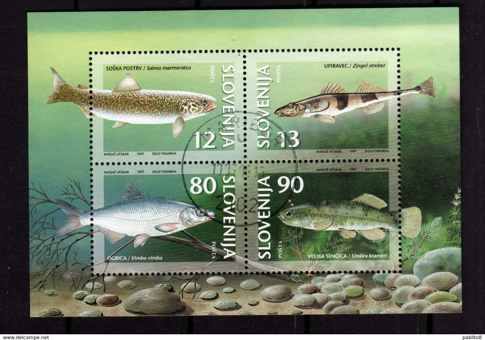 SLOVENIA SLOVENIJA SLOVENIE SLOWENIEN 1997 SEA FAUNA ENDANGERED FISH FISHES PESCI BLOCK SHEET BLOCCO FOGLIETTO FDC - Slovenia