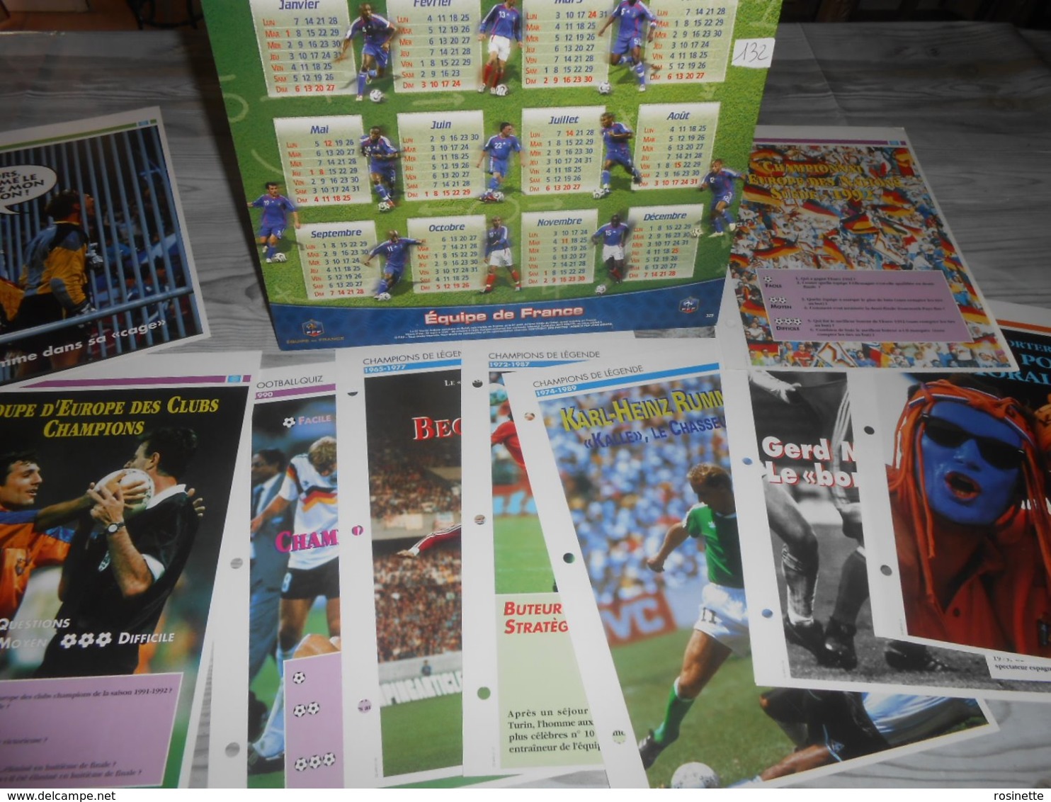 Lot FOOTBALL : CALENDRIER 2008 + 10 Fiches  Champions De Légendes ZOFF,PLATINI,RUMMENIGGE,MULLER,BECKENBAUER+ Quiz Etc.. - Andere & Zonder Classificatie