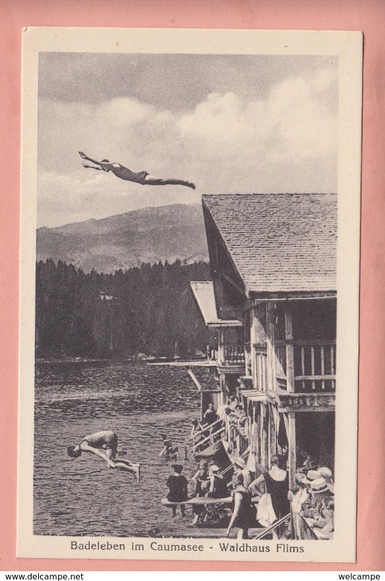 OUDE POSTKAART ZWITSERLAND  -  SCHWEIZ -      BADELEBEN CAUMASEE - FLIMS - Flims