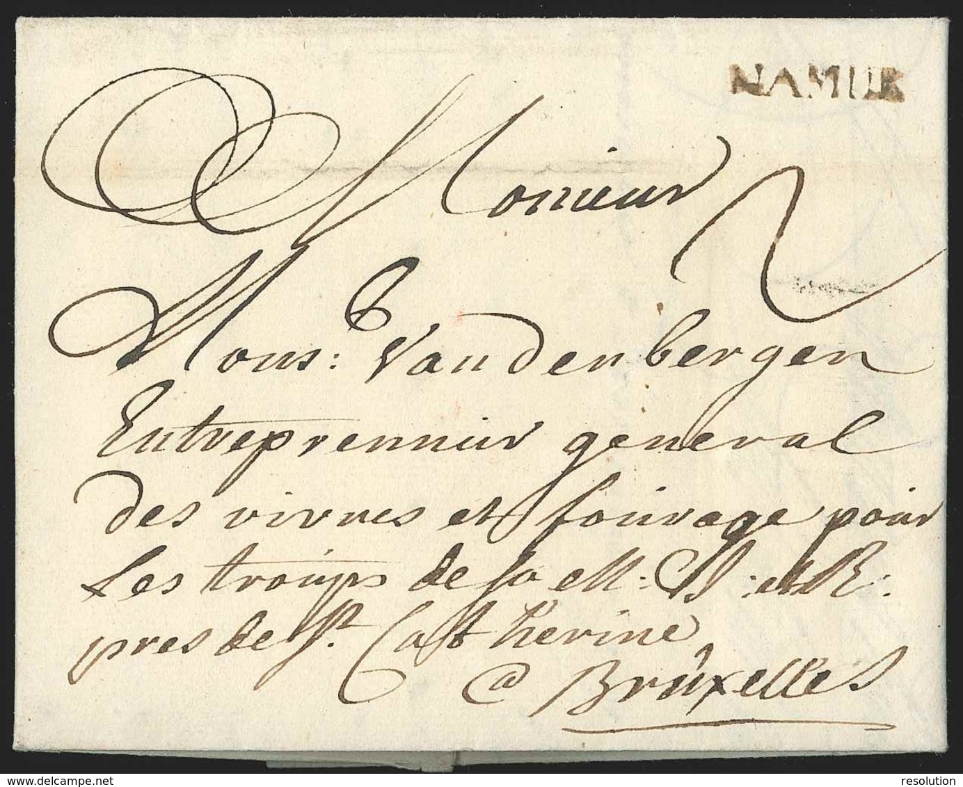 L. 1750 Marque NAMUR + "2" Pour Bruxelles. - 1714-1794 (Paesi Bassi Austriaci)