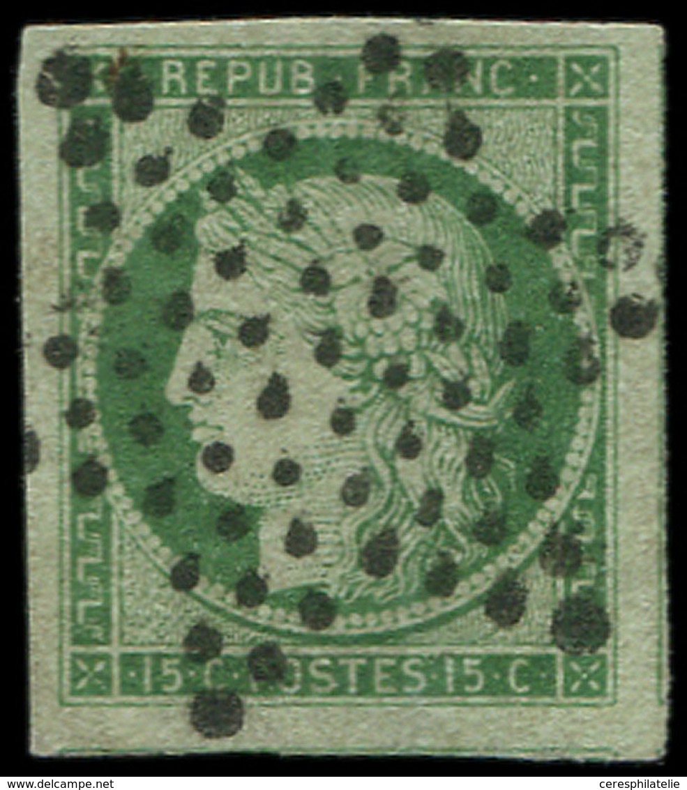 EMISSION DE 1849 - 2    15c. Vert, Grandes Marges, 3 Amorces De Voisins, Obl. ETOILE, Superbe. J - 1849-1850 Cérès