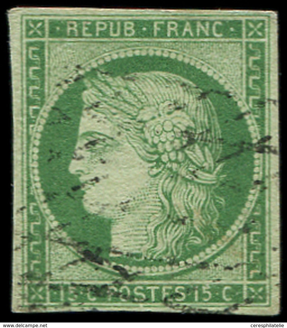 EMISSION DE 1849 - 2    15c. Vert, Obl. GRILLE SANS FIN, Frappe Légère, TB - 1849-1850 Cérès