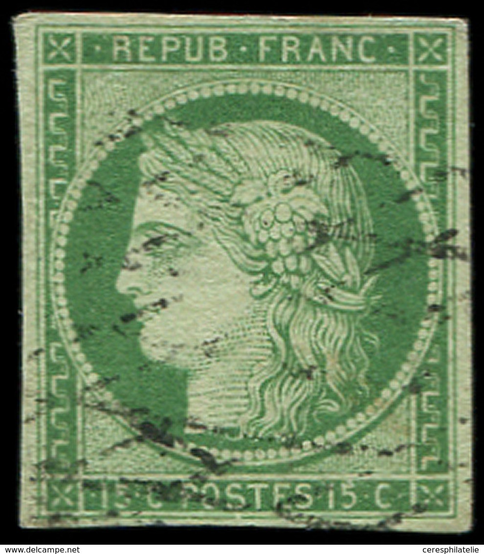 EMISSION DE 1849 - 2    15c. Vert, Obl. GRILLE SANS FIN, Frappe Légère, TB - 1849-1850 Ceres