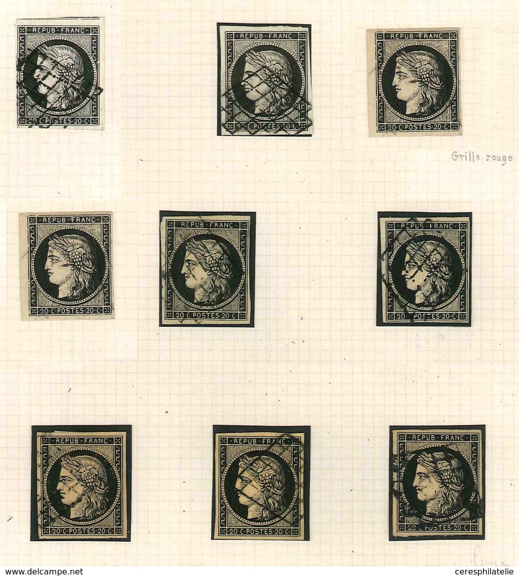 EMISSION DE 1849 - 3    20c. Noir Sur Jaune, 8 Ex. Obl. Dont Un Càd, Qqs Nuances De Papier, TB - 1849-1850 Cérès