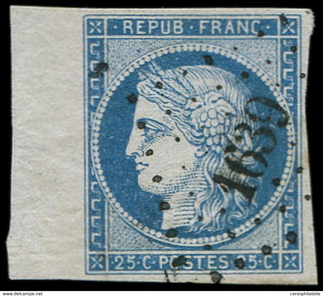 EMISSION DE 1849 - 4    25c. Bleu, Bdf, Obl. PC 1639 De LANGRES, TTB - 1849-1850 Ceres