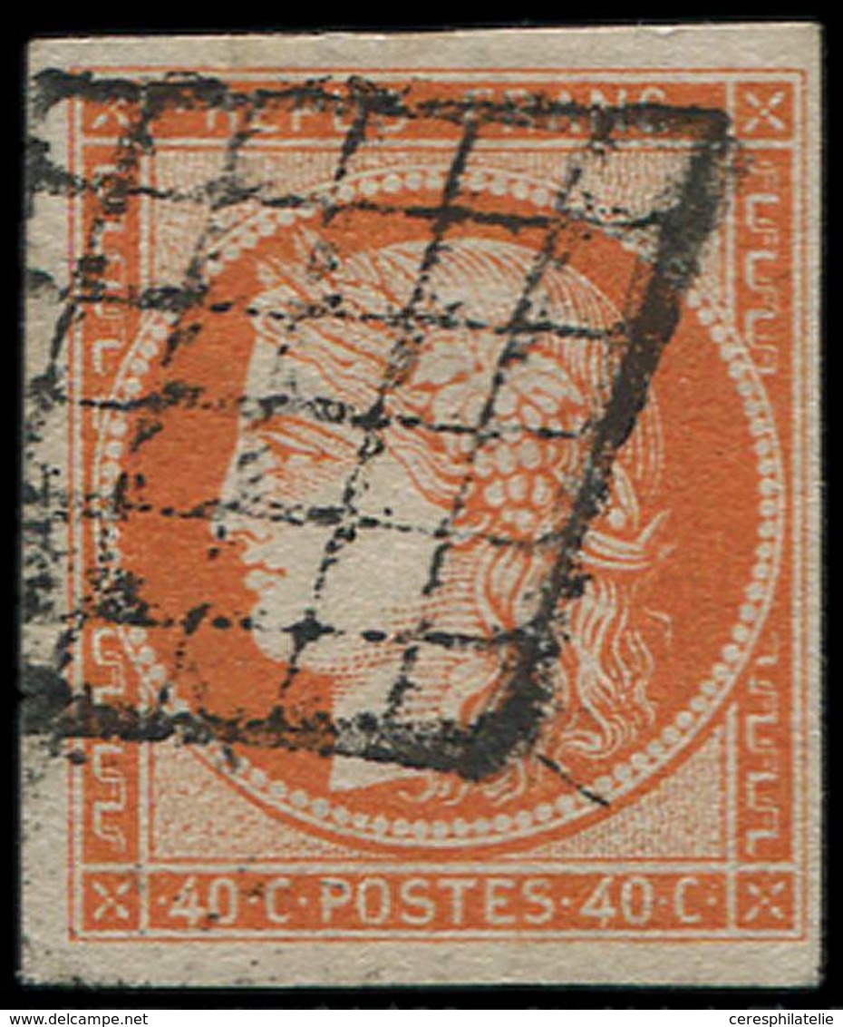 EMISSION DE 1849 - 5    40c. Orange, Oblitéré GRILLE, TB. Br - 1849-1850 Cérès