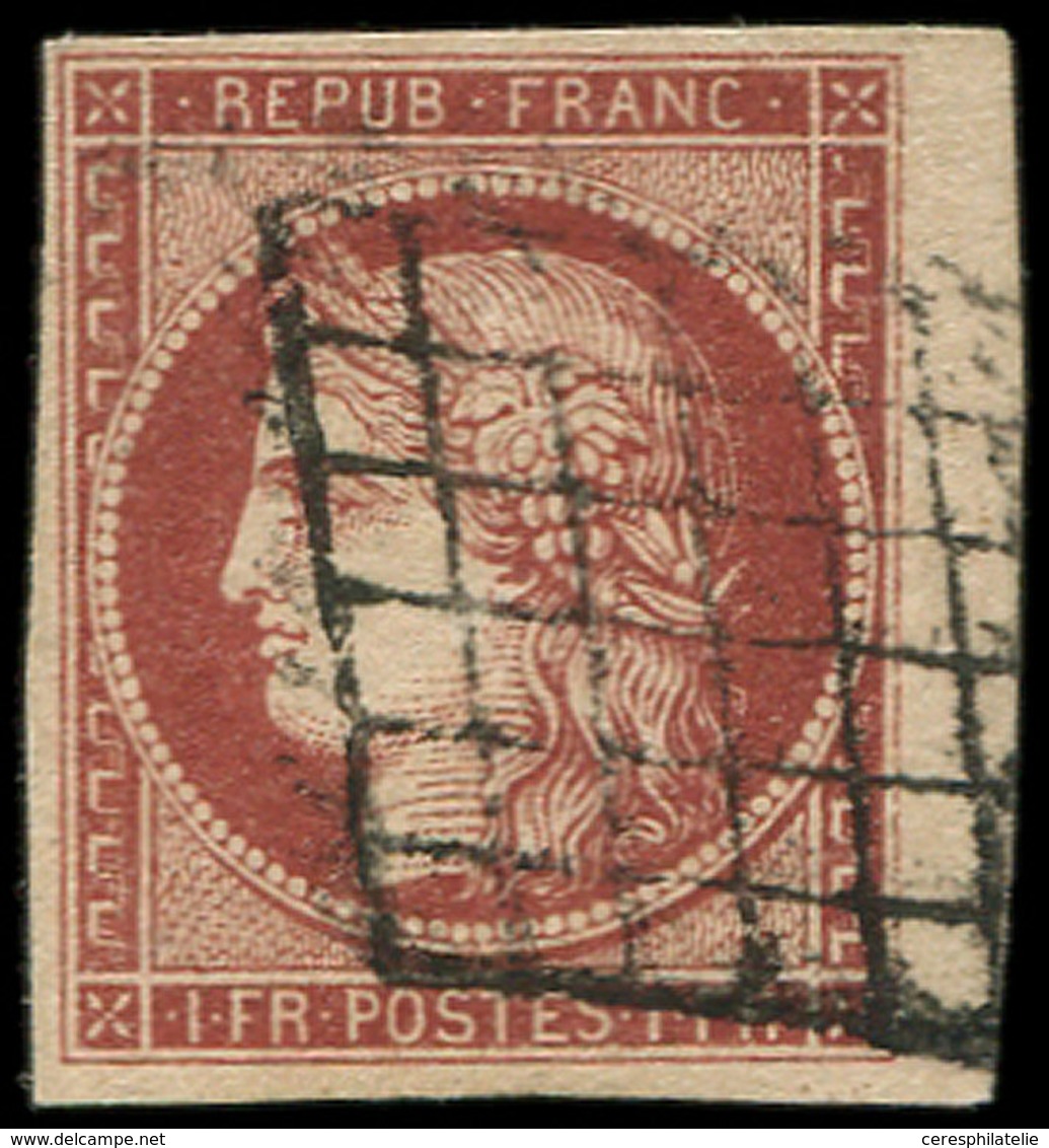 EMISSION DE 1849 - 6     1f. Carmin, Oblitéré GRILLE, Petit Bdf, TTB. Br - 1849-1850 Cérès
